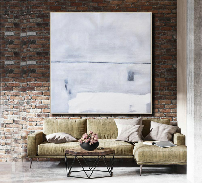 Large Abstract Art Handmade Oil Painting,Oversized Minimalist Painting On Canvas,Xl Large Canvas Art,Grey,White,Balck.etc